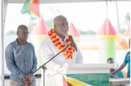 Prime Minister, Brigadier (Ret’d), Mark Phillips delivering remarks during the Arrival Day observance at Enterprise on the East Coast of Demerara