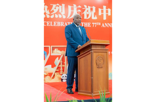 Prime Minister Mark Phillips during a recent reception hosted by the Embassy of the People’s Republic of China to commemorate the country’s National Day and the 77th anniversary of the founding of the People’s Republic of China