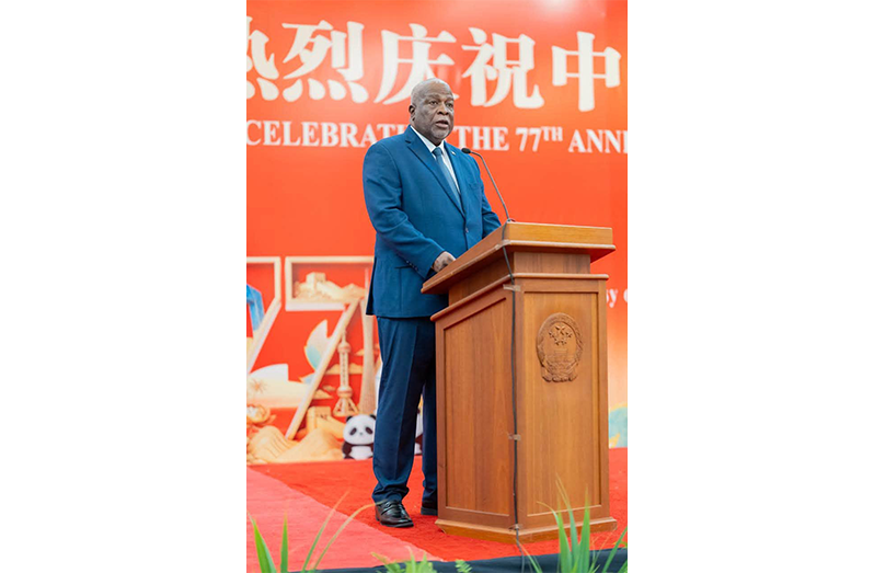 Prime Minister Mark Phillips during a recent reception hosted by the Embassy of the People’s Republic of China to commemorate the country’s National Day and the 77th anniversary of the founding of the People’s Republic of China