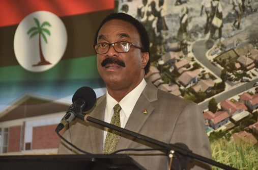 Chairman of PNCR and Minister of Legal Affairs Basil Williams, delivering his address at Congress Place