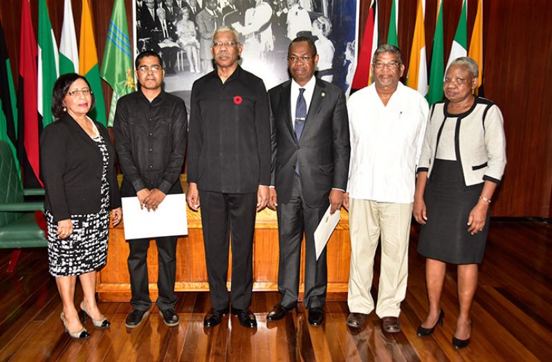 Flashback: President David Granger (centre) with members of the Public Procurement Commission who were sworn in, in October 2016