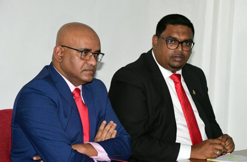 PPP/C General-Secretary Bharrat Jagdeo, and presidential candidate Irfaan Ali