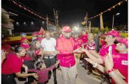 President, Dr. Irfaan Ali engages supporters at the PPP/C’s Bush Lot public meeting, on Friday evening (NCN photo)