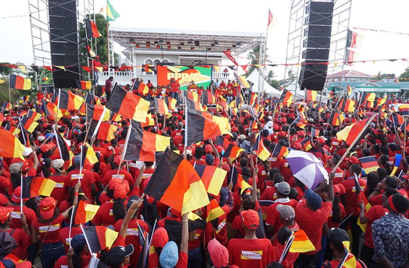 Supporters of the PPP at the Stewartville rally on Sunday 
(Photos by Elvin Croker )