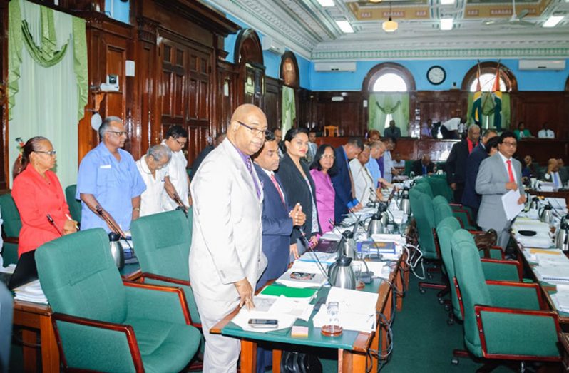 The more than 18 PPP Members of Parliament stood in solidarity with their colleague Anil Nandlall in his protestations to have the motion presented to the House