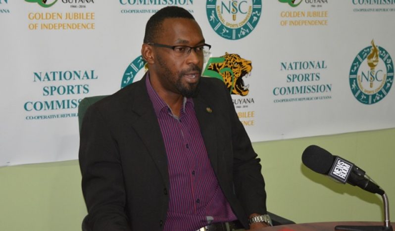 Director of Sport Christopher Jones addresses members of the media during the press conference. (Daniel Haynes photo)