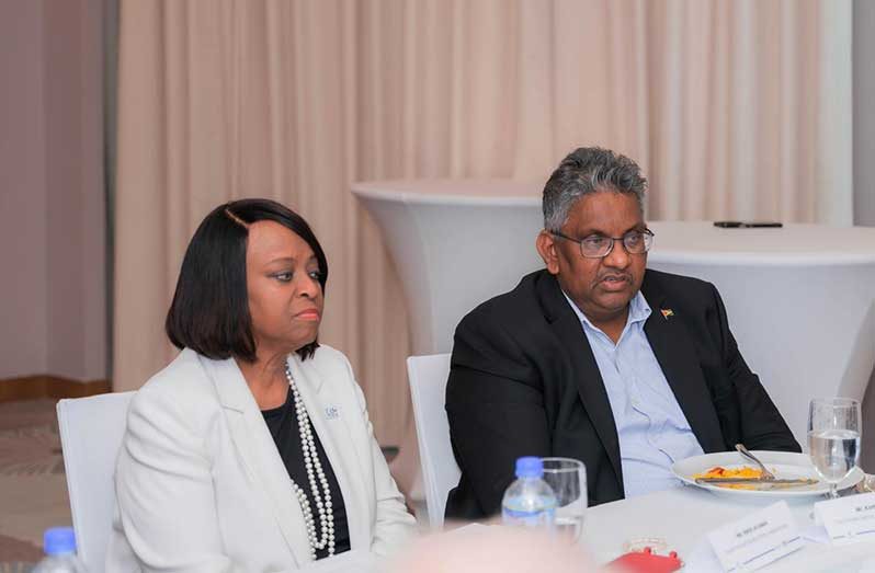 Chairman of the Private Sector Commission of Guyana, Komal Singh, and Ms. Reta Jo Lewis, President and Chair of the Export-Import Bank of the United States (EXIM), during their engagement in Guyana