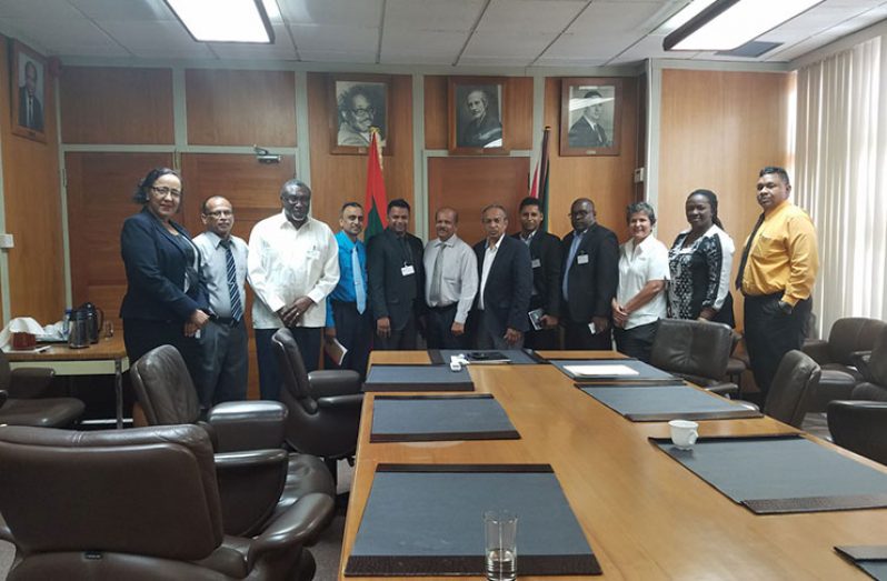 Bank of Guyana Governor, Dr Gobind Ganga and executive members of the Private Sector Commission