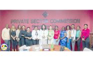 Minister of Human Services and Social Security, Dr Vindhya Persaud (centre), flanked by members of the Women’s Chamber of Commerce and Industry (WCCI)