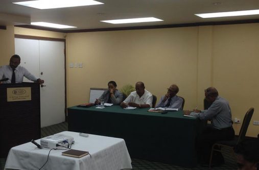 PUC A GPL representative making a presentation before the PUC at the public hearing