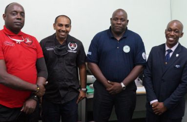 Trinidadian’s Mr. Luke and Temal, CDC’s Operations & Training Officer Major Sean Welcome and PYARG(M.S) Executive Officer Mr. Allister Collins