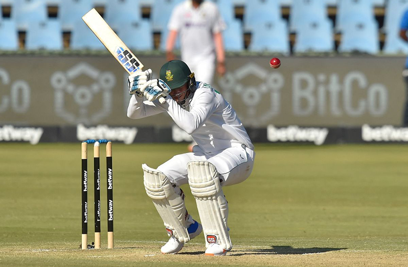 Rassie van der Dussen ducks under a bouncer, South Africa vs India, 1st Test, Centurion, 4th day, yesterday (AFP via Getty Images)