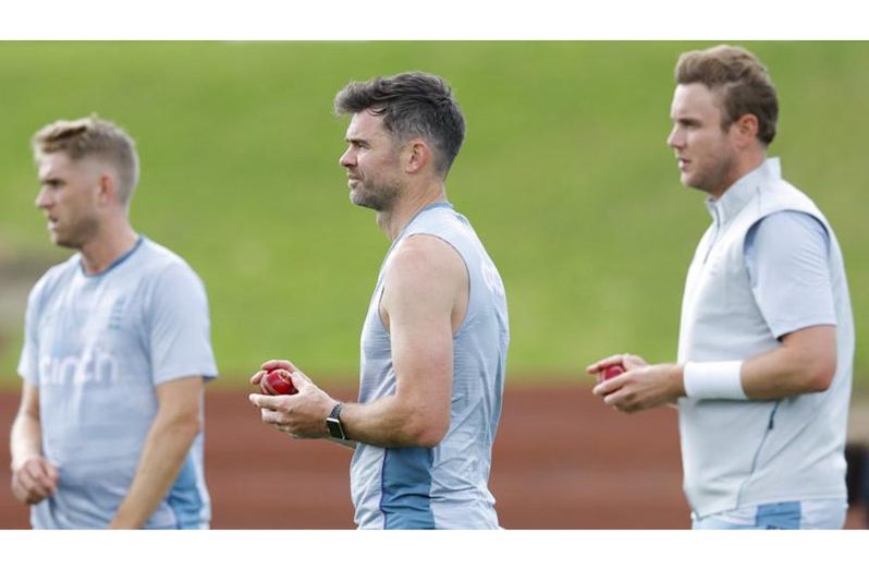 James Anderson (centre) and Stuart Broad (right) will play together on the ground where they played their first Test as a pair, 15 years ago.