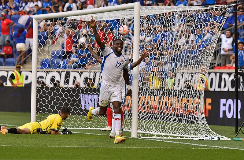 Panama forward José Fajardo (17) celebrates scoring against Martinique in the Concacaf Gold Cup on Friday in the United States. (Concacaf photo)