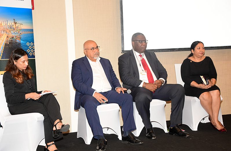 From left: Nora Wahab, Professor Suresh Narine, Egbert Faibille Jnr and Professor Paloma Mohamed-Martin were on the panel that discussed the promotion of local workforce development (Adrian Narine photo)