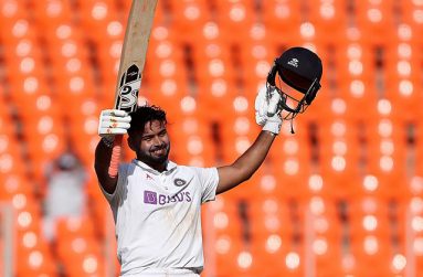 Rishabh Pant made his third Test century - he has reached two of them with a six.