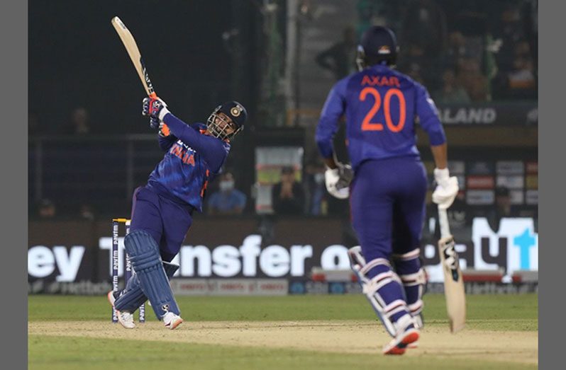 Rishabh Pant slams the ball away for the winning hit, 1st T20I, India vs New Zealand, Jaipur, yesterday (BCCI)