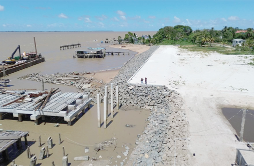 Construction continues on the Parika International Port Facility and Waterfront Development project