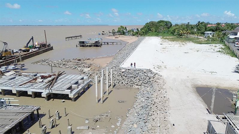 Construction continues on the Parika International Port Facility and Waterfront Development project