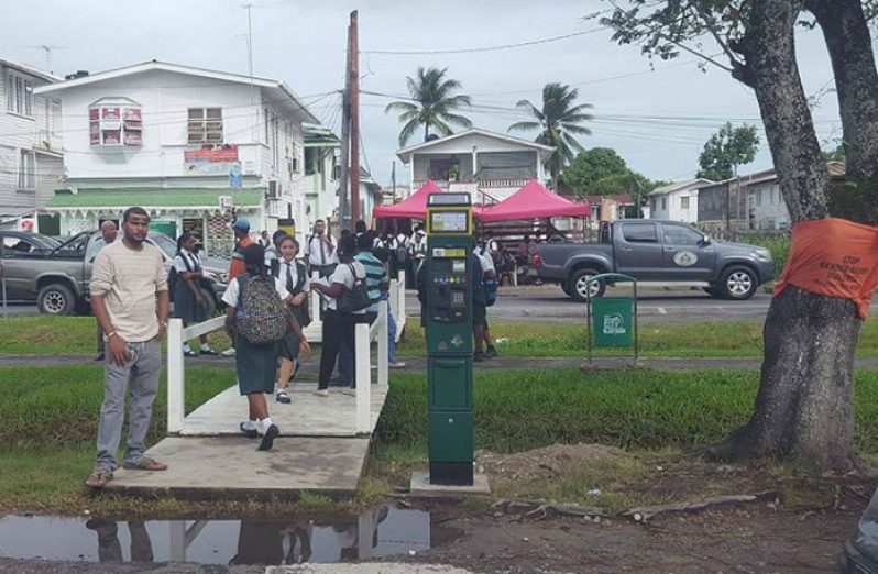 One of the parking meters installed in front of the Bishops’ High School