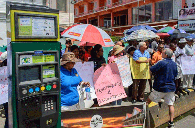 Flashback: Hundreds of people protested in Georgetown against the parking meters