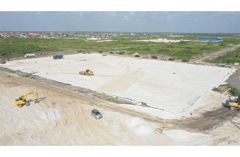 The approximately 14-acre site at Golden Grove, East Bank Demerara, is currently undergoing sand-filling and levelling works
