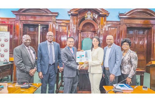 The handover included Ms. Pauline Chase, Chairman of the Public Procurement Commission who was accompanied by Deputy Chairman, Mr. Berkley Wickham and Chief Executive Officer, Mr. Michael Singh. Representing the Parliament were the Hon. Manzoor Nadir, Speaker; Clerk of the National Assembly, Mr. Sherlock Isaacs and Assistant Clerk of the National Assembly, Ms. Deslyn West