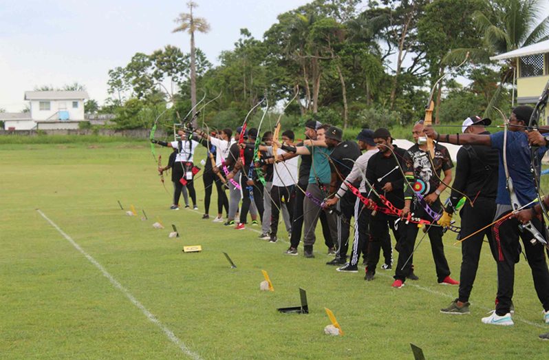 Participants at archery Guyana’s most recent competition