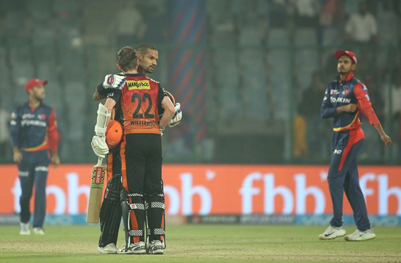 Shikhar Dhawan and Kane Williamson posted a 176-run partnership to take Sunrisers to playoffs. (BCCI)