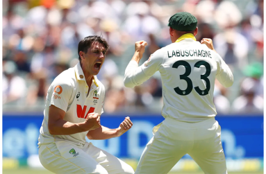 Pat Cummins celebrates the wicket of Joe Root - for the 12th time  •  Getty Images