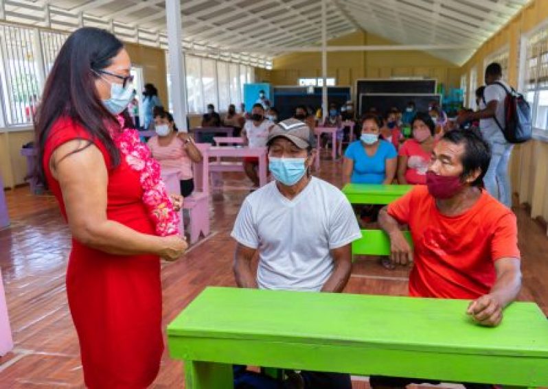 Amerindian Affairs Minister, Pauline Sukhai, interacting with learners of Baramita
