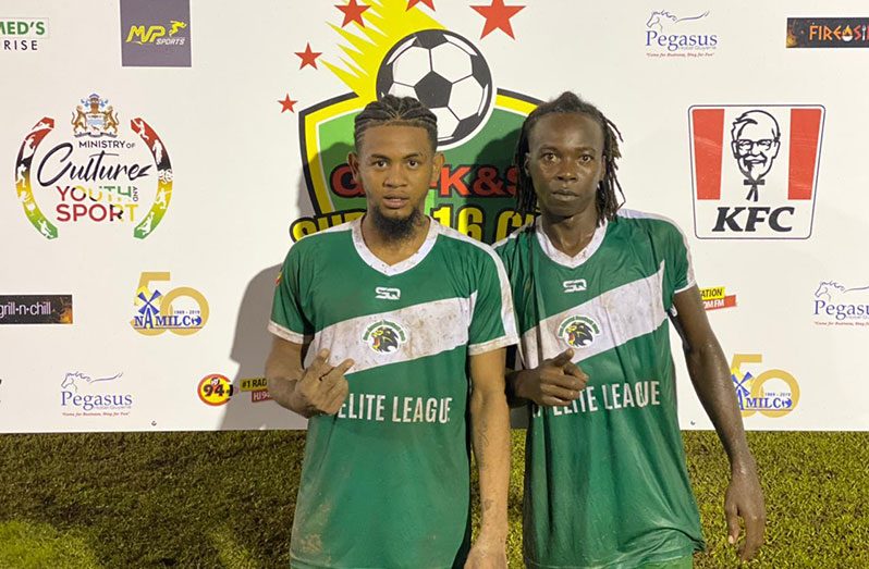 Scorers for Den Amstel: at left is Keavanu Laurence and Gideon Payne