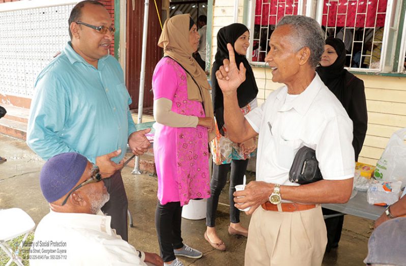 Elderly persons were treated to breakfast, while waiting for their pension yesterday