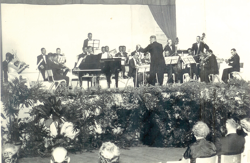 The B.G. Philharmonic Orchestra in a concert at Queen's College. (Circa 1948)
