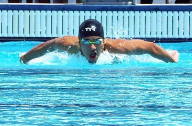 Swimmer Philip DeNobrega displays his prowess in the pool.