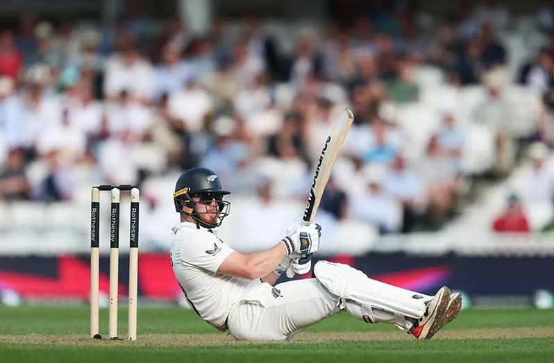 Glenn Phillips, batting in sunglasses, was involved in an eye-catching battle with Jofra Archer (Philip Brown/Andy Kerans/Getty Images)