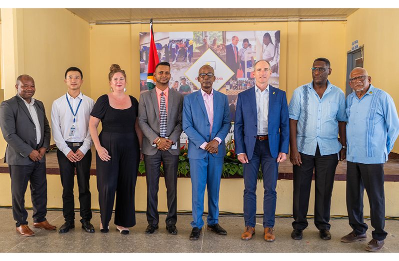 Representatives of the Greater Guyana Initiative and the Ministry of Education, along with the Minister of Labour Joseph Hamilton at the launch of the TVET enhancement initiative