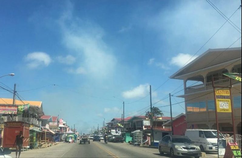 A section of the commercial section of Rose Hall Town on Monday