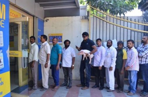 Ravi Babu and Bunty at the ATM yesterday