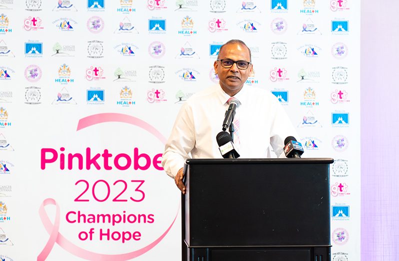 Minster of Health, Dr. Frank Anthony, at the launch of Pinktober 2023