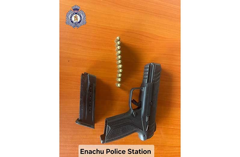 Ranks allegedly found the 9mm pistol and 11 matching live rounds concealed beneath a floor mat in the front passenger area
