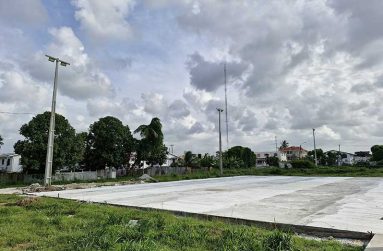 The concrete surface where the artificial surface will be laid at Orealla Avenue, South Ruimveldt Gardens