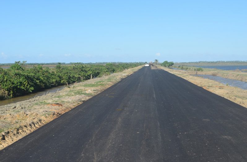 Now: The section of the Onverwagt farm-to-market road that is 95% complete
