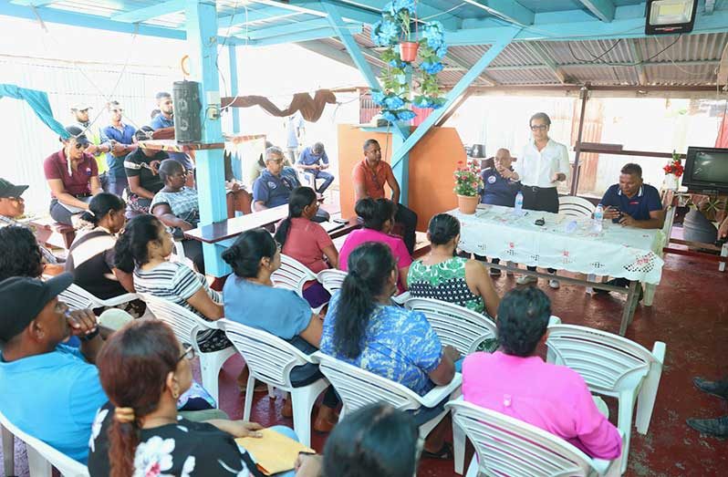 Minister within the Ministry of Housing and Water, Susan Rodrigues met with residents who have lived in the area for over 30 years without formal documentation