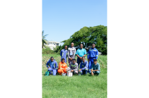 Instructor at the Open Doors Centre for Persons with Disabilities, Michael Trotman, with his students (Samuel Maughn photo)