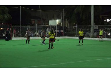 Action in the last Friday Nights 5’s Hockey Tournament