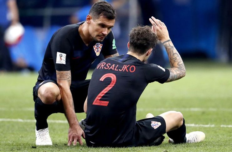Dejan Lovren (left) and Sime  Vrsaljko are both major injury doubts for Croatia’s Word Cup semi final against England.