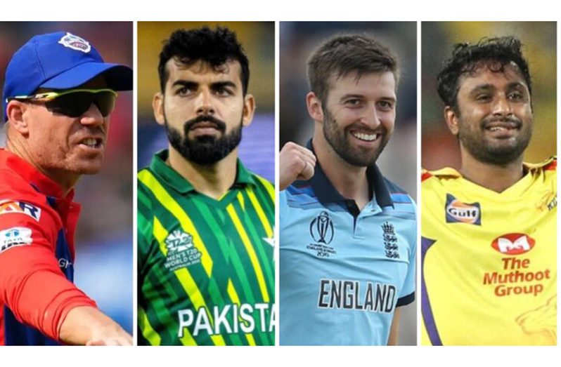 From left: David Warner, Shadab Khan, Mark Wood and Ambati Rayudu.