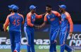 India’s players celebrate as Ireland lose early wickets