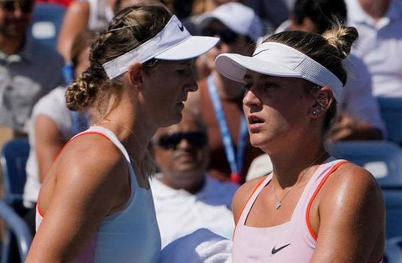 Belarusian Victoria Azarenka  (left) and Ukranian Marta Kostyuk were playing each other for the first time